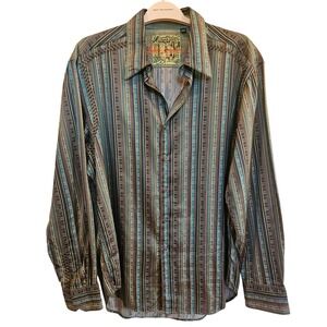 Robert Graham Men's XL Embroidered Button Up Shirt Striped l
